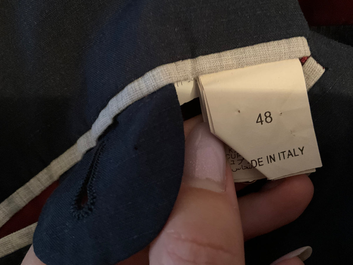 Brunello Cucinelli navy blue linen & silk suit blazer size 48 men