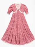 RIXO Amina Lace-Trim Floral Midi Dress – Pink – UK 12 US 8 ladies