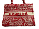 Christian Dior Canvas Embroidered Medium Dioriviera Toile De Jouy Book Tote Raspberry Pink Bag Handbag ladies