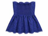 Valentino Garavani Royal Blue Scalloped Lace Strapless Peplum Top – Size 6 ladies