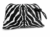 Bottega Veneta Nappa BV Trine Clutch Zebra Black White Lambskin Leather ladies