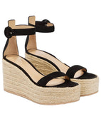 GIANVITO ROSSI 45 suede espadrille wedge sandals size 38 ladies