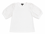 ME+EM White Cotton Broderie Anglaise Puff-Sleeve Top ladies