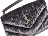 SAINT LAURENT YSL Loulou Puffer Crushed-Velvet Shoulder Bag Handbag ladies