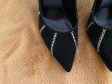 Celine Suede Leather And Crystals Heels Pumps Size 38 UK 5 US 8 ladies