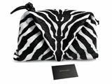 Bottega Veneta Nappa BV Trine Clutch Zebra Black White Lambskin Leather ladies
