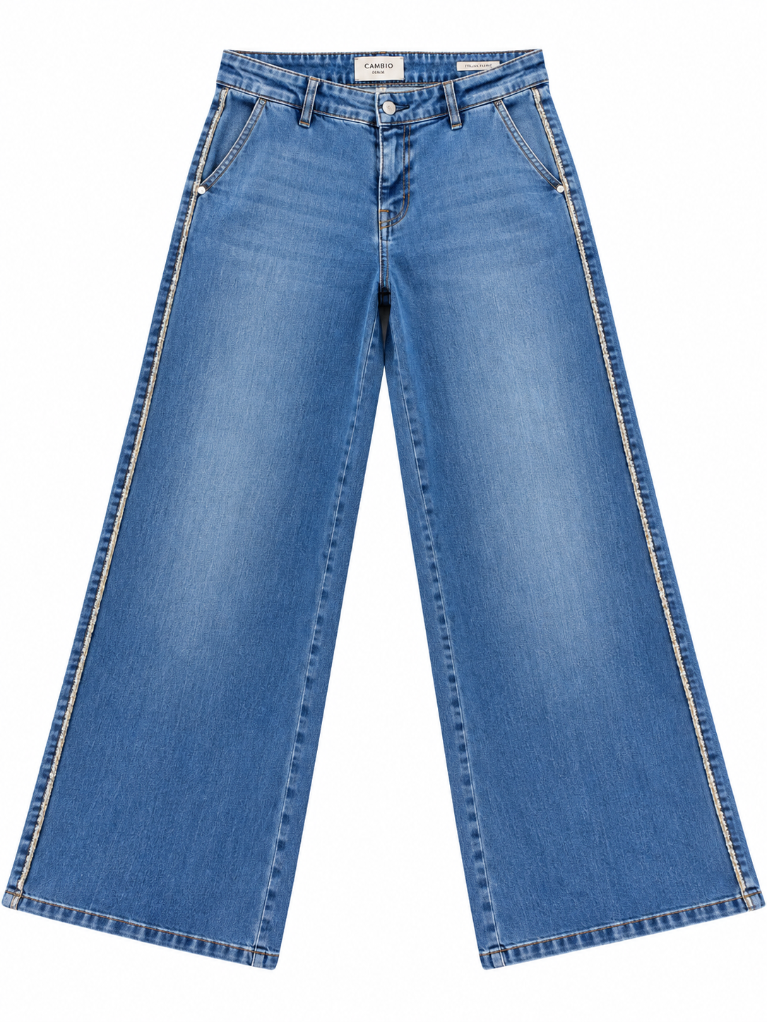 Cambio Wide-Leg Blue Denim Jeans – Italian Fabric ladies