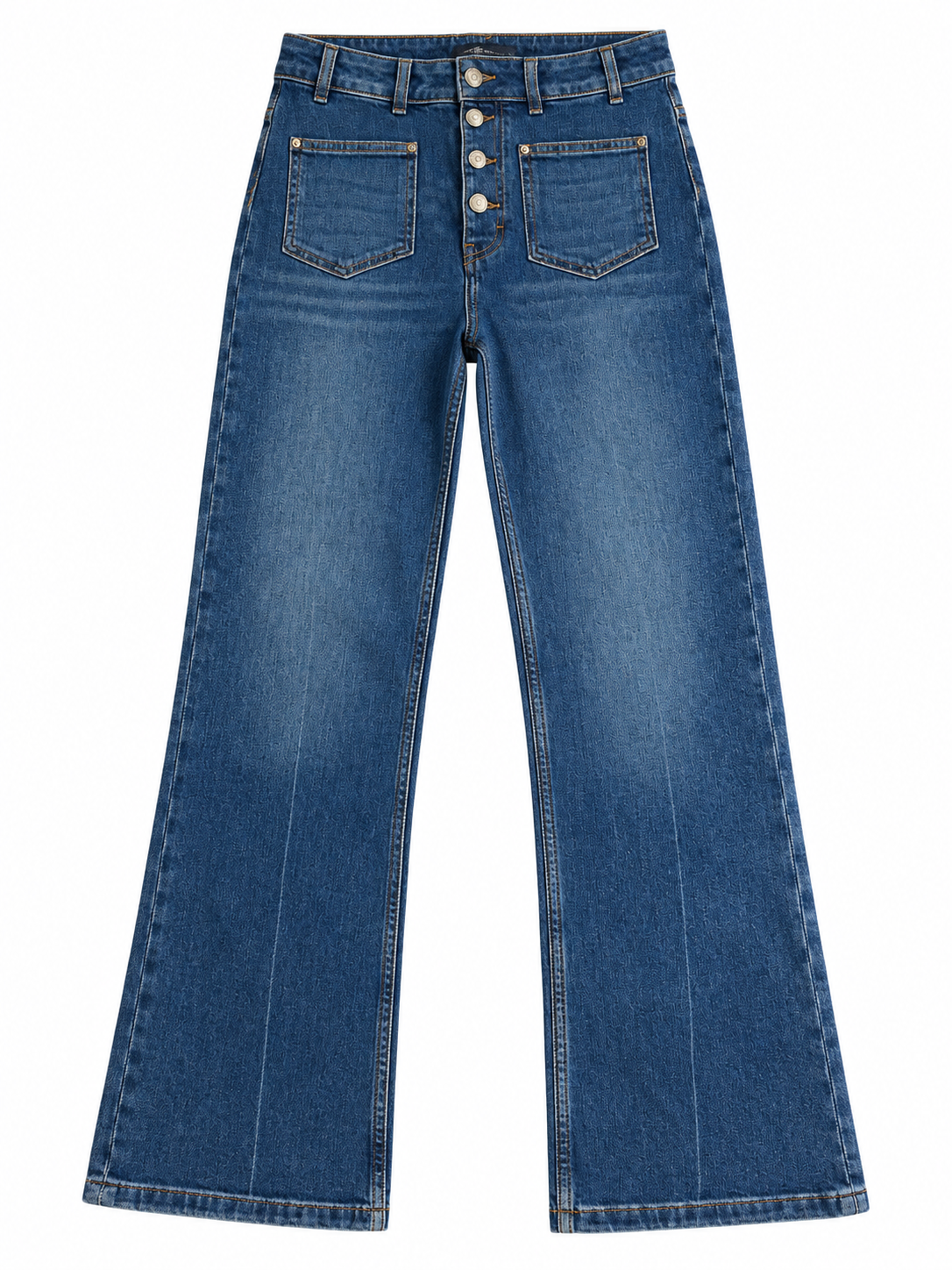 Maje Relaxed Fit Straight-Leg Flared Blue Denim Jeans – Size F 40 L large ladies