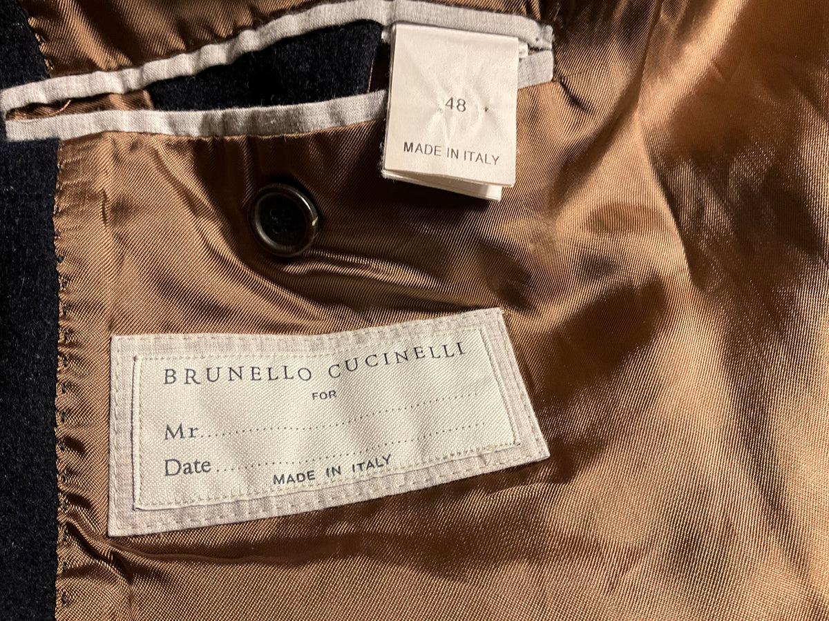 Brunello Cucinelli Men’s Navy Blue 100% Cashmere Double-Breasted Long Coat men