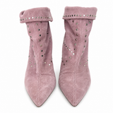 Isabel Marant Lisbo Studded Story Short Boots in Lilac Suede Leather Size 38 ladies