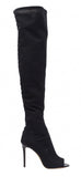 Jimmy Choo Black Mesh Over-the-Knee Peep-Toe Stiletto Boots – Size 37 ladies