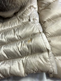 Moncler Tatie Cream Down Puffer Jacket with Real Fox Fur Hood & Belt Size 0 ladies