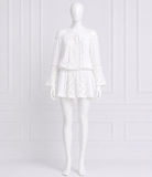 SUNDAY SAINT-TROPEZ Linen Embroidered White cover up dress One Size Fits All LADIES