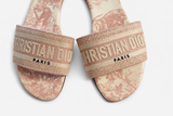 CHRISTIAN DIOR Dior Pink/Cream Fabric Dway Flat Slides Slippers Size 38 1/2 ladies