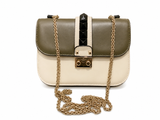 Valentino Vitello Medium Tri-Color Glam Lock Rockstud Flap Bag Handbag ladies
