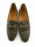 GUCCI Calfskin Womens Jordaan Loafers Luscious Green Size 38 1/2 ladies
