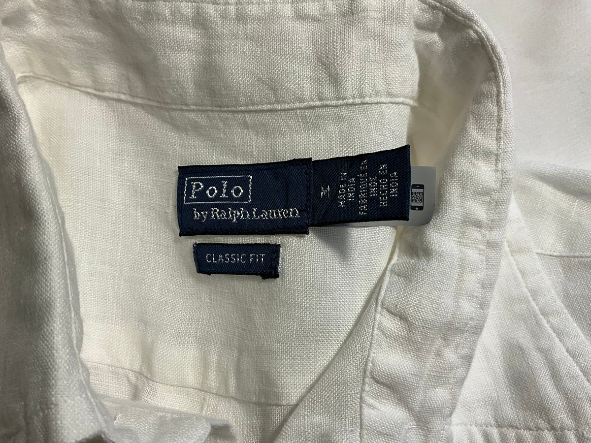 Polo Ralph Lauren Men’s White 100% Linen Shirt – Size M – Classic Fit