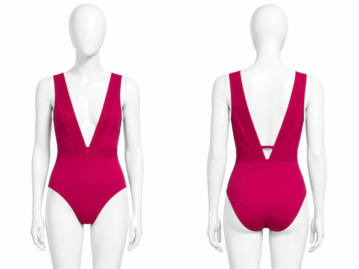 ERES Fuchsia V neck One Piece Swimsuit size F 42 US 10 UK 14 LADIES