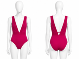 ERES Fuchsia V neck One Piece Swimsuit size F 42 US 10 UK 14 LADIES