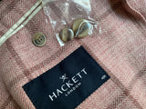 Hackett London Men Pink Wool & Linen Notch Lapel Blazer Jacket Sz UK 48R US 38R men
