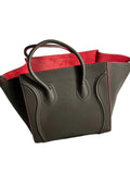 Celine Dark Grey/Pink Leather Medium Phantom Luggage Tote Bag Handbag Ladies