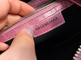 Balenciaga Metallic Extra Supple Calfskin Crystal Crocodile Embossed Small Le Cagole Shoulder Bag – Pink ladies