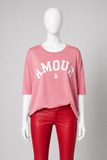 Zadig & Voltaire Portland AMOUR Oversized Pink Cotton T-Shirt | ladies