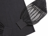 Club Monaco Black Sheer Pleated Balloon-Sleeve Jumper – Size Medium ladies