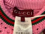 Gucci 2025 Webbing-Trimmed Open-Knit Cotton-Blend Mini Dress Size M medium ladies