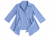 Blue Cotton Asymmetric Shirt ladies