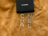 CHANEL XL Crystal Cha-Nel Logo Drop Earrings ladies