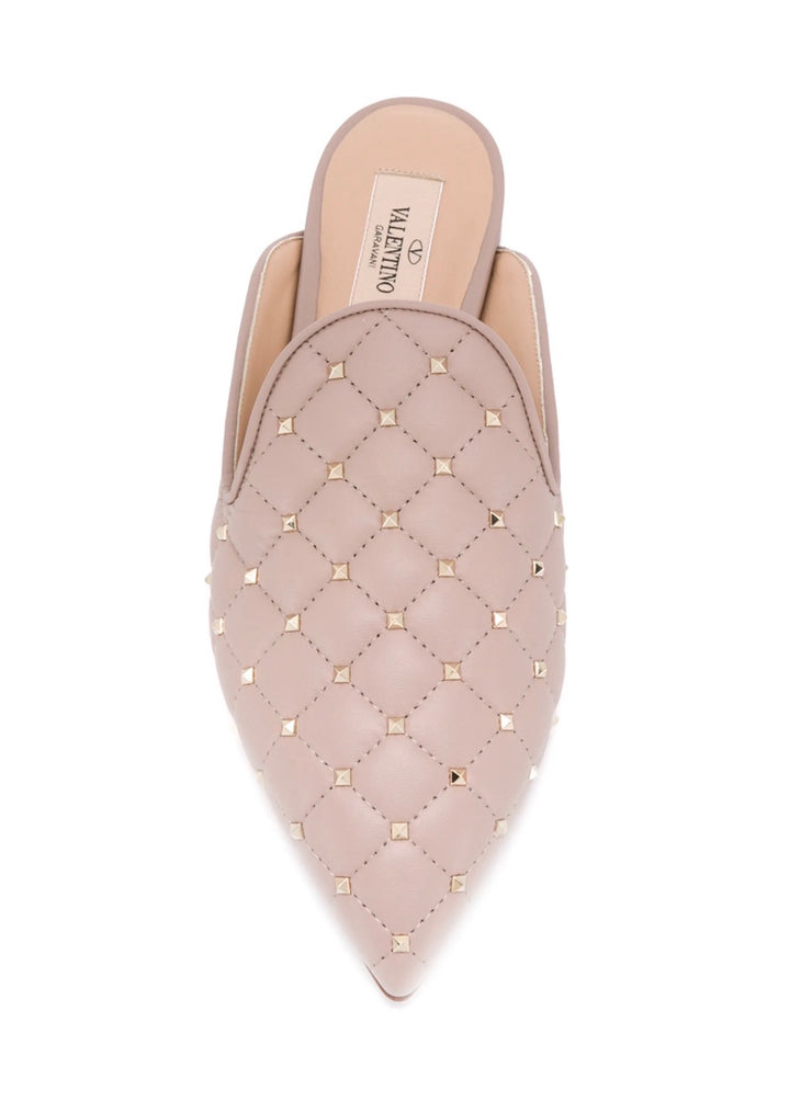 Valentino Garavani Light Pink Quilted Rockstud Spike Mules Size 39 ladies