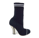 FENDI Stretch Fabric Openwork Rockoko 105mm Sock Boots Navy Blue Size 40 ladies