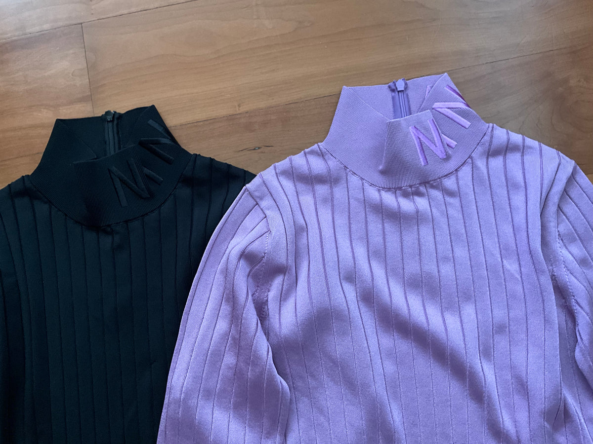Nina Ricci Logo Knit Turtleneck Sweater Jumper Top Black or Purple ladies