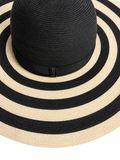 Borsalino Black & Natural Striped Wide-Brim Hemp Hat – Size M ladies