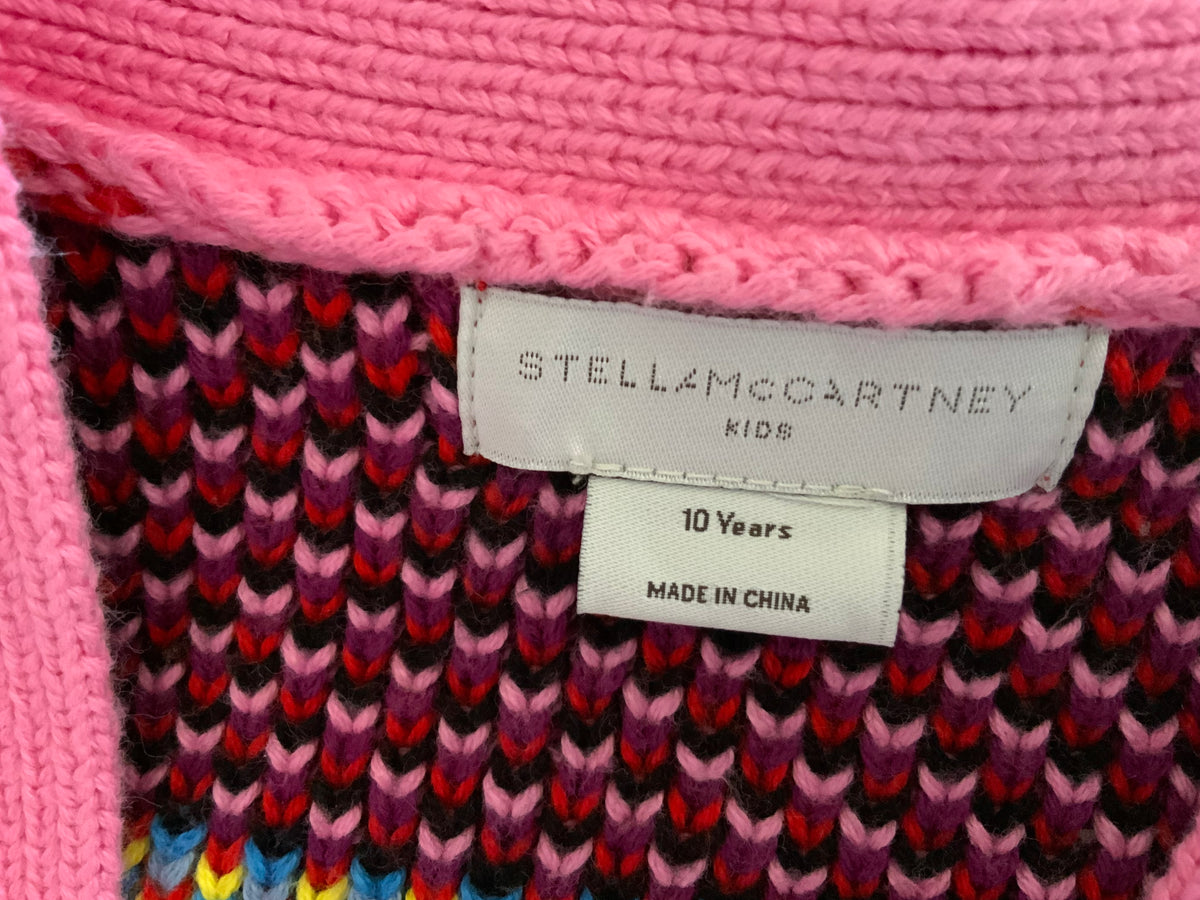 STELLA MCCARTNEY KIDS GIRLS’ Knit Fringe Multicolour Cardigan Size 10 years children