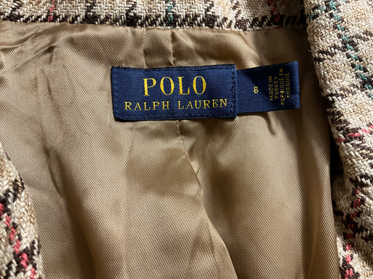 Polo Ralph Lauren Linen & Silk Checked Blazer – Size US 8 ladies