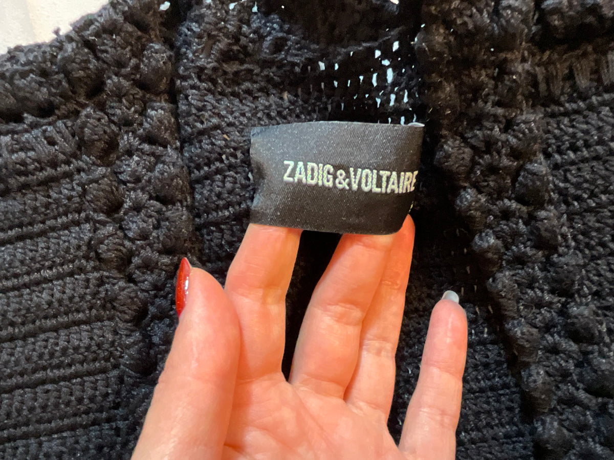 Zadig & Voltaire Marty black cotton knit cardigan sweater blazer size S small ladies