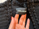 Zadig & Voltaire Marty black cotton knit cardigan sweater blazer size S small ladies