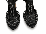 SERGIO ROSSI SCALLOPED CRYSTAL T-STRAP PLATFORM HEELS EU 36.5 UK 3.5 US 6.5 ladies