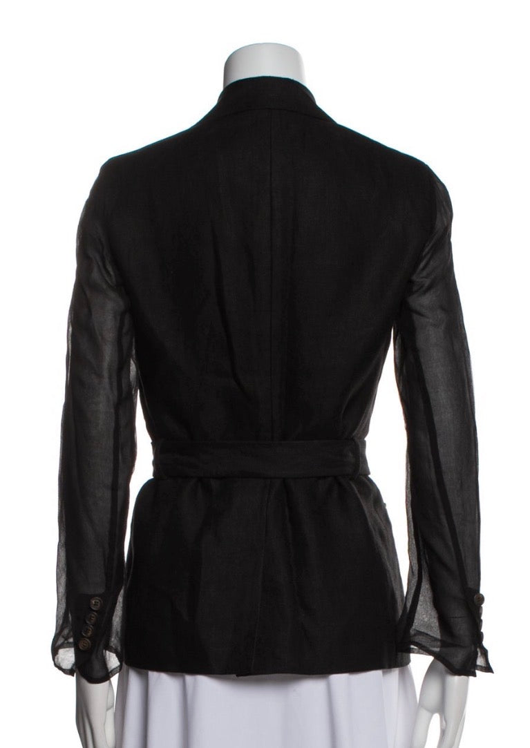 Brunello Cucinelli Black Linen & Silk Blazer Monili size I 40 UK 8 US 4 S small ladies
