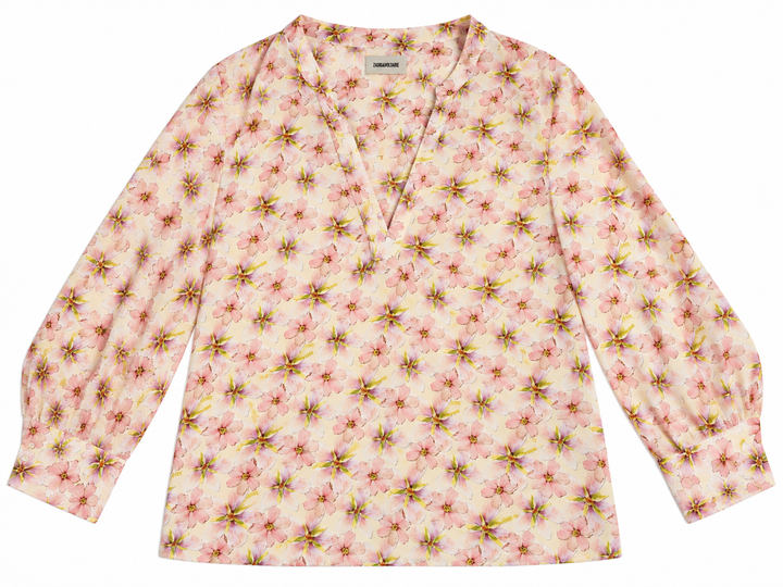 Zadig & Voltaire Torny Floral Print V-Neck Blouse Tunic Size S ladies