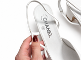 Chanel Cap Toe Slingback Pumps – White/Cream Leather – EU 38 ladies