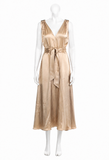 Brunello Cucinelli Champagne Silk Monili Belted Long Dress Size L large ladies