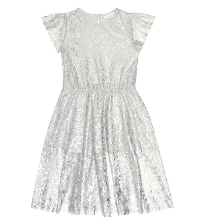 Stella McCartney KIDS Girl's Silver Stars Tulle Dress In Grey Size 8 years old children