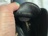 Chanel Navy Blue Leather Lace-Up Combat Ankle Boots – Size EU 37.5 ladies