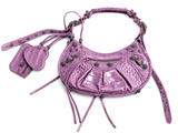 Balenciaga Metallic Extra Supple Calfskin Crystal Crocodile Embossed Small Le Cagole Shoulder Bag – Pink ladies