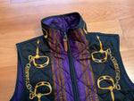 Ralph Lauren Reversible Equestrian Gold Chain Link Quilted Puffer Vest Gilet M ladies