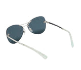 Chanel Silver/Black 4218 Mirror Quilted Rimless Aviator Pilot Sunglasses ladies