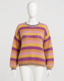 Rose Carmine Handmade Striped Mohair Pullover – Size 1 ladies